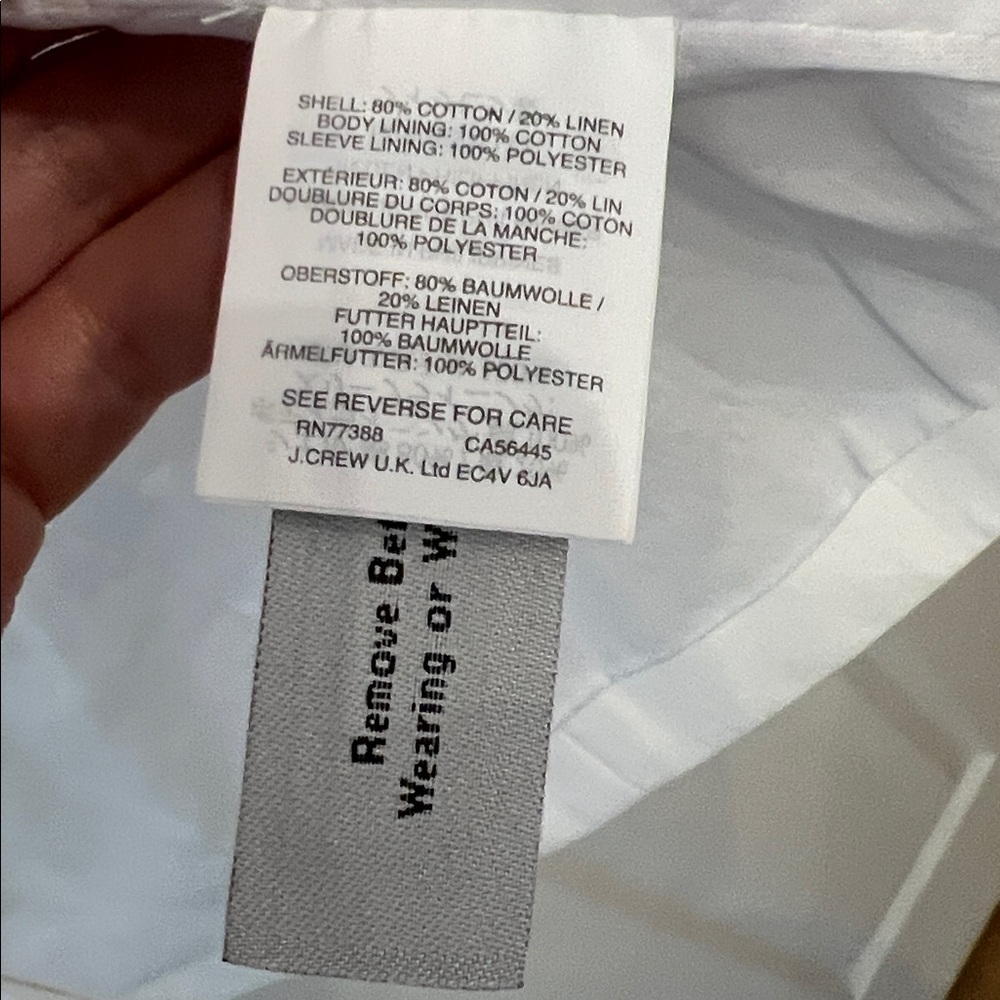 JCREW Unstructured Blazer Cotton-Linen In White Sz 10 - NWT!! - Picture 9 of 10